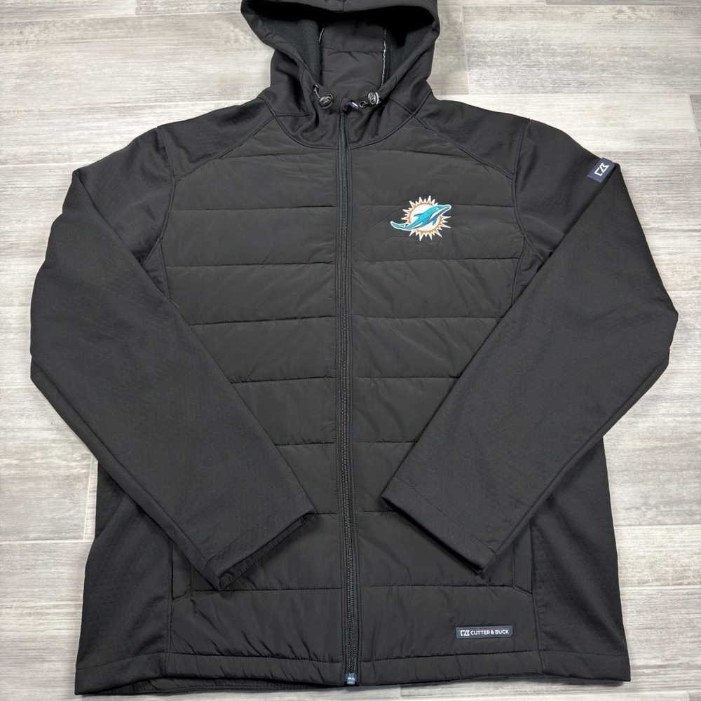 Miami Dolphins Cutter & Buck Men's Large Evoke PrimaLoft Hybrid Hooded Jacket